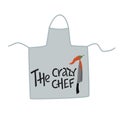 The crazy chef lettering sing on apron, cookware. Handwriting quotes, vector stock illustration isolated on white