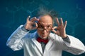 Crazy chemist professor in the lab Royalty Free Stock Photo