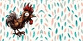 Crazy chicken feather symmetrical seamless wallpaper vector Royalty Free Stock Photo