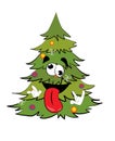 Crazy christmas tree cartoon