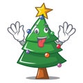 Crazy Christmas tree character cartoon Royalty Free Stock Photo