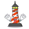 Crazy classic cartoon lighthouse of red Royalty Free Stock Photo