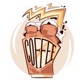 Crazy coffee cup sticker vector concept Royalty Free Stock Photo