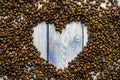 Crazy about coffee. image of grains in love with coffee background