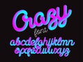 Crazy color 3D alphabet vector pipe font