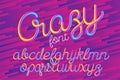 Crazy color 3D alphabet vector pipe font