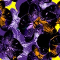 Crazy colors floral seamless pattern with orchids flowers drawn by hand.