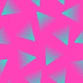 Crazy Colors Stippled Triangles Seamless Pattern 80s and 90s Retro Pink Cyan Background