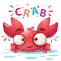 Crazy crab - cute cartoon illustration