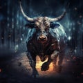crazy creative Very angry muscular bull running artistic wallpaper