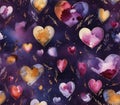 Crazy Cupid\'s Dreamy Night: A Closeup of Hearts and Splotches