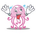 Crazy cute jellyfish character cartoon