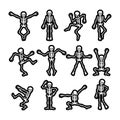 Crazy dancing skeletons stickers set