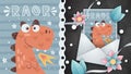 Crazy dino idea for greeting card.