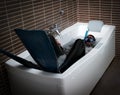 Crazy diver in a jacuzzi bathtub Royalty Free Stock Photo