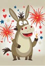 Crazy donkey in pink hearts. Valentine's Day. AI generated Royalty Free Stock Photo