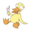 Crazy duck eating ice cream Royalty Free Stock Photo