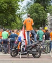 Crazy Dutch soccer fans in orange