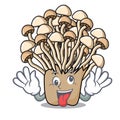 Crazy enoki mushroom mascot cartoon