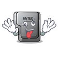 Crazy enter button installed on computer cartoon