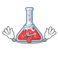 Crazy erlenmeyer flask in cartoon lab room