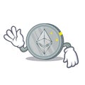 Crazy Ethereum coin character cartoon