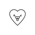 Crazy Face with tongue emoticon outline icon