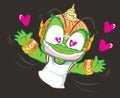 Crazy and falling in love Hug me Thai giant cartoon acting character design