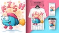 Crazy fish poster and merchandising