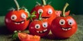 Halloween crazy food - tomatoes stuffed salad , macro photo, AI Generated