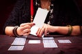 Crazy Fortune Teller With Tarot Cards Royalty Free Stock Photo