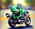 Crazy Frog on Motorcycle, Generative AI Illustration