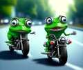 Crazy Frog on Motorcycle, Generative AI Illustration