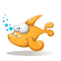 Crazy, funny, cute fish - cartoon character illustration. Royalty Free Stock Photo