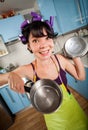 Crazy funny housewife Royalty Free Stock Photo