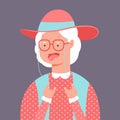 Crazy and funny old woman vector character