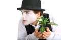 Crazy gardener mime.