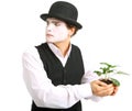 Crazy gardener mime.