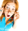 Crazy girl in glasses isolated Royalty Free Stock Photo