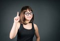 Crazy girls. Young nerd girl brunette in funny glasses. Royalty Free Stock Photo