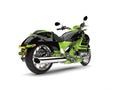 Crazy green modern powerful chopper bike - tail view Royalty Free Stock Photo