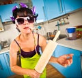 Crazy housewife Royalty Free Stock Photo