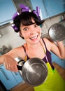 Crazy housewife Royalty Free Stock Photo