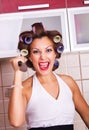 Crazy housewife Royalty Free Stock Photo