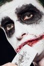 Crazy joker face. Halloween Royalty Free Stock Photo