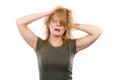 Crazy, mad blonde woman with messy hair Royalty Free Stock Photo