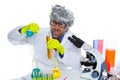 Crazy mad nerd scientist funny expression at lab Royalty Free Stock Photo