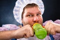 Crazy man with a pacifier Royalty Free Stock Photo