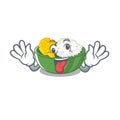 Crazy mango sticky rice with a mascot