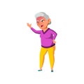 crazy mature age woman shouting at enemy in retirement home cartoon vector